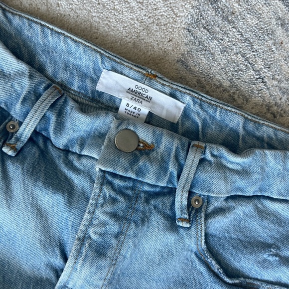 Good American x Zara Distressed Blue Jeans - Picture 2 of 4